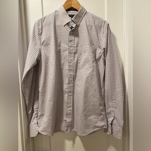 Banana Republic Men's Slim Flex Fit Plaid Shirt - White and Blue and Pink